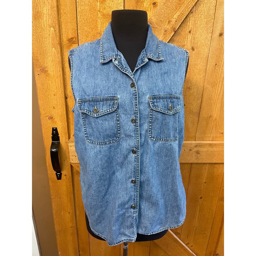 Liz Claiborne LIZWEAR XL Denim Sleeveless Top GUC 100% Cotton Jean